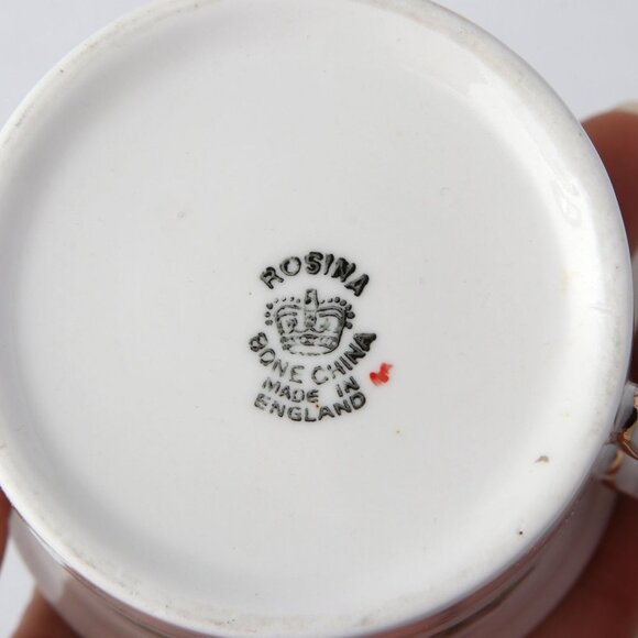 Vintage Rosino Christmas Bone China Mugs Holly Berry Gold Green Red 90s Holidays - Picture 3 of 5